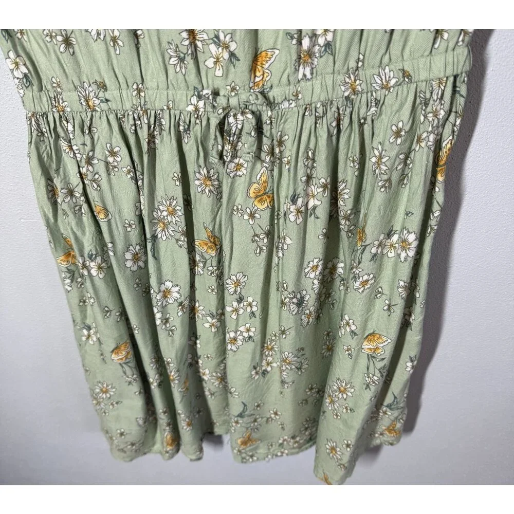 Oshkosh B'Gosh Girls Floral Dress Size 12 Green Short Sleeve Stretchy Cute Girly